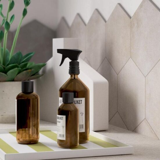 Ideas para el revestimiento del baño: azulejos hexagonales